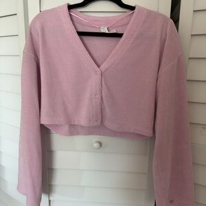 Alo yoga pink cropped cardigan